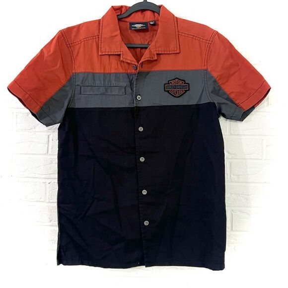 Harley-Davidson Men’s Copperblock Short Sleeve Woven Short Size Small - Picture 1 of 5